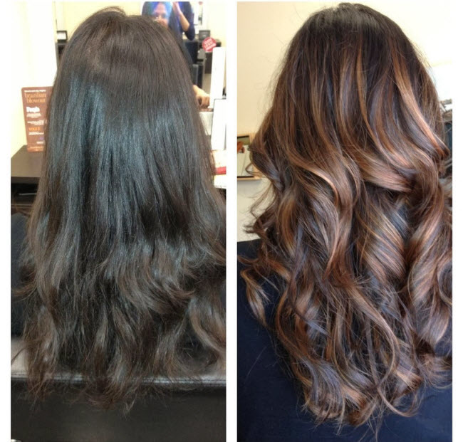 Coloration Balayage : photos avant et après