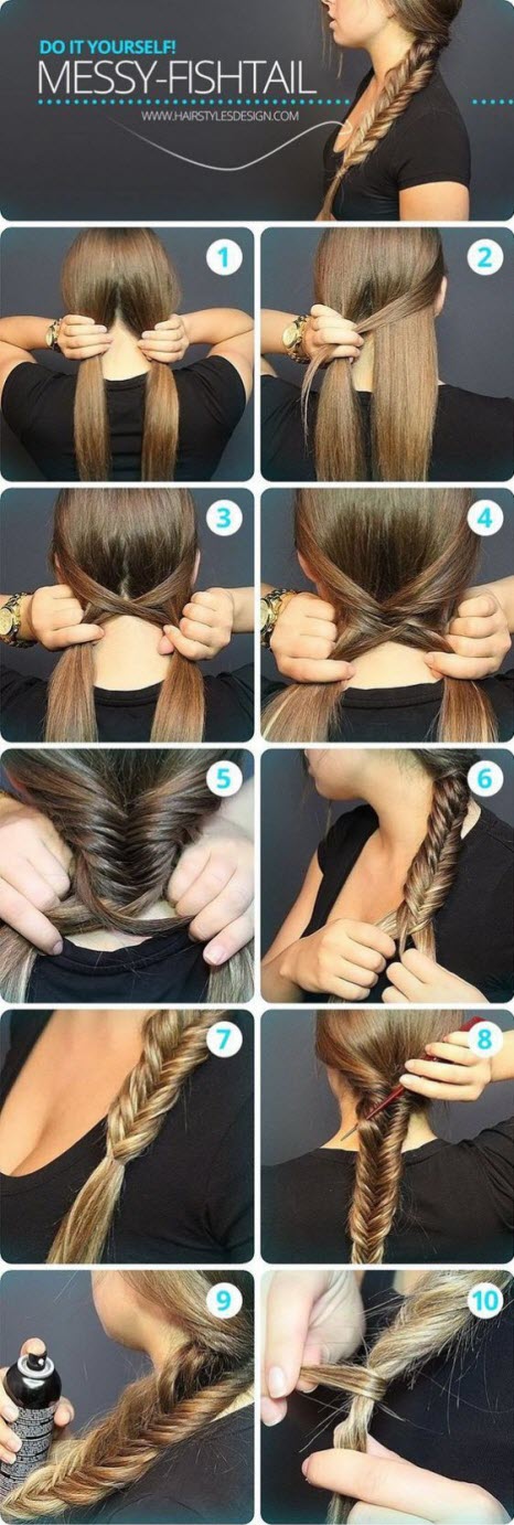 Coiffures pour cheveux longs: photos étape par étape