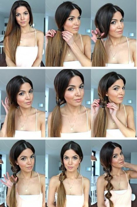 Coiffures pour cheveux longs: photos étape par étape